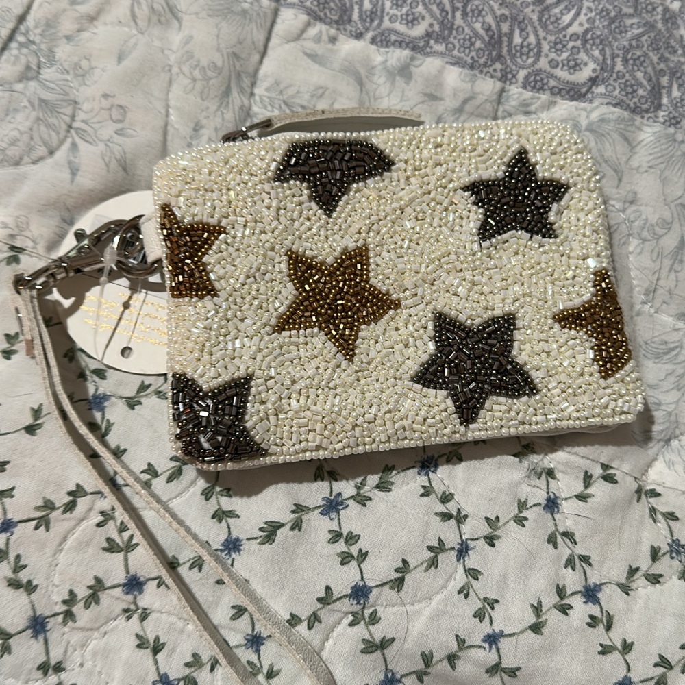Altar'd State Beaded Star Wristlet - Cream, Brown, and Black